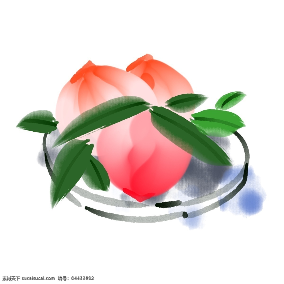 粉色桃子装饰 叶子 植物 水果