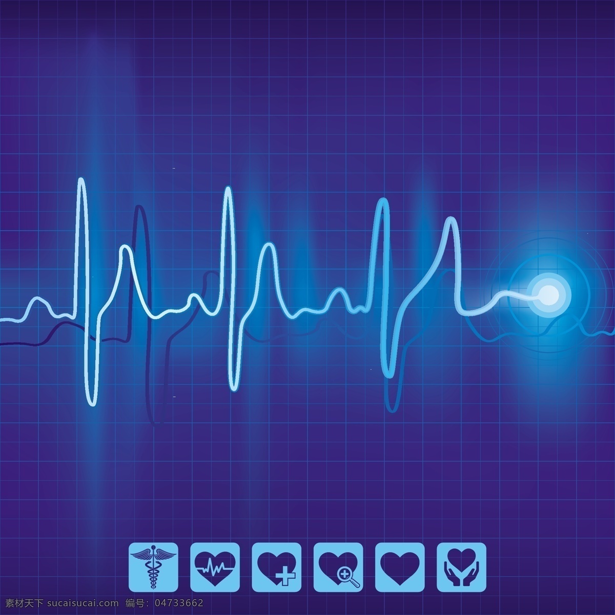 蓝色 心电图 背景 矢量 模板下载 图标 医疗 生活百科 矢量素材