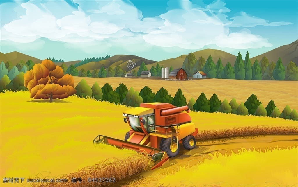 农场 小麦 景观 场 蓝色 天空 性质 高清桌面背景 底纹边框 其他素材