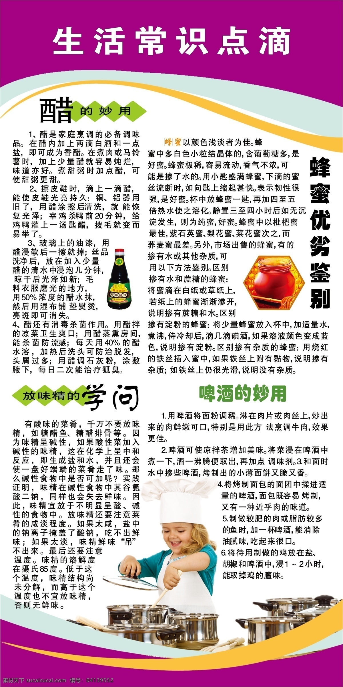 科普展板 科普知识 科普常识 生活常识 醋 蜂蜜 啤酒 味精 分层 源文件