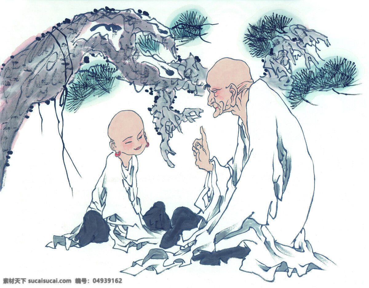 长老免费下载 高清 国画 黄牛 绘画 牧童 水墨 鲜花 艺术 源文件 中国画 长老 师徒 文化艺术