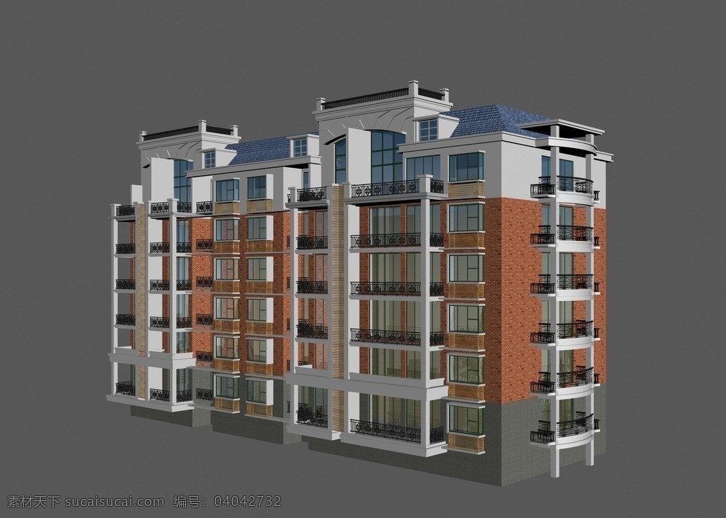 住宅楼 3d 模型 max max7 附带贴图 压缩包 室外模型 3d设计模型 源文件
