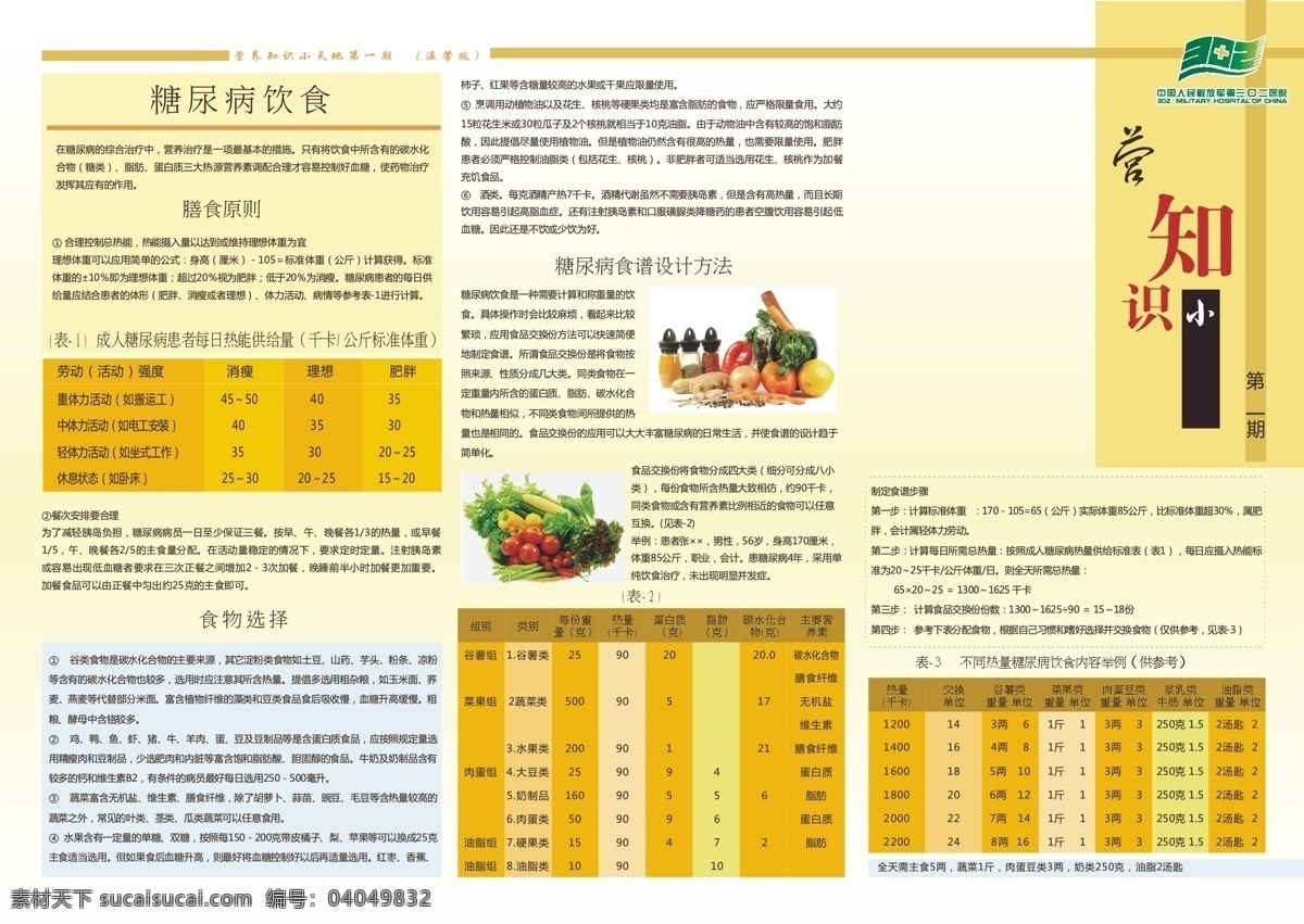 糖尿病 饮食 三 折页 黄色 三折页 膳食 医院 营养知识 糖尿病饮食 矢量图 日常生活