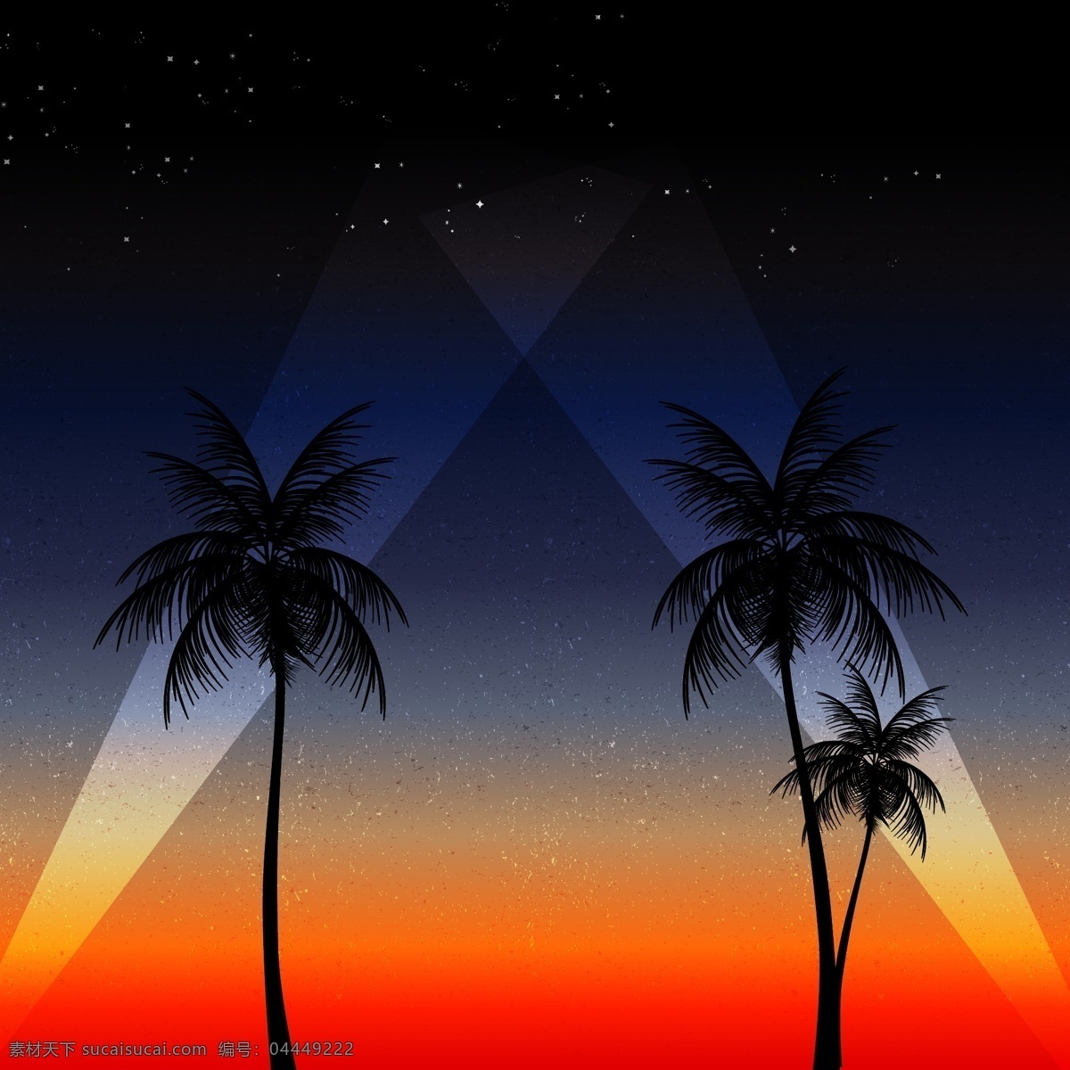夏季 沙滩 派对 海报 高清 背景 星空 广告 模板 夜晚 椰子树 平面 矢量