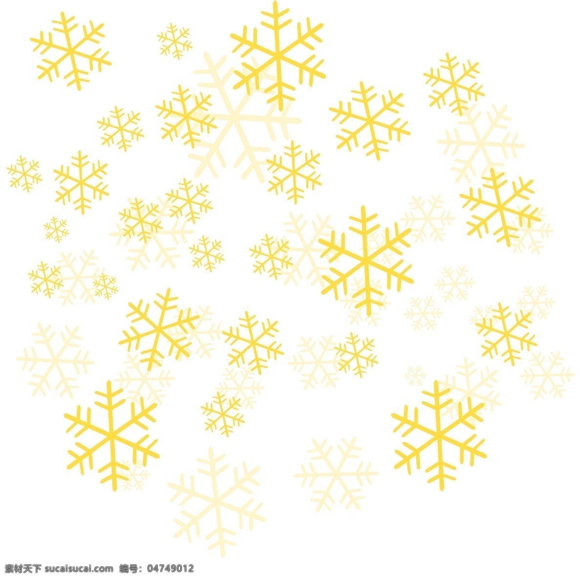 卡通 手绘 圣诞节 金色 漂浮 雪花 卡通雪花 金色雪花 圣诞金色 圣诞雪花 漂浮雪花