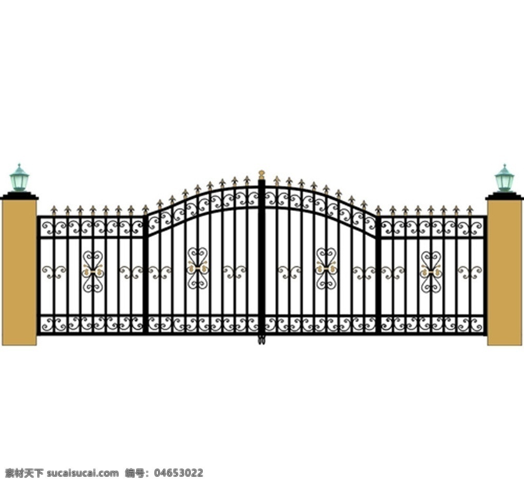 大铁门 矢量图 线条 设计图 效果图 铁艺门 铁艺花样 矢量
