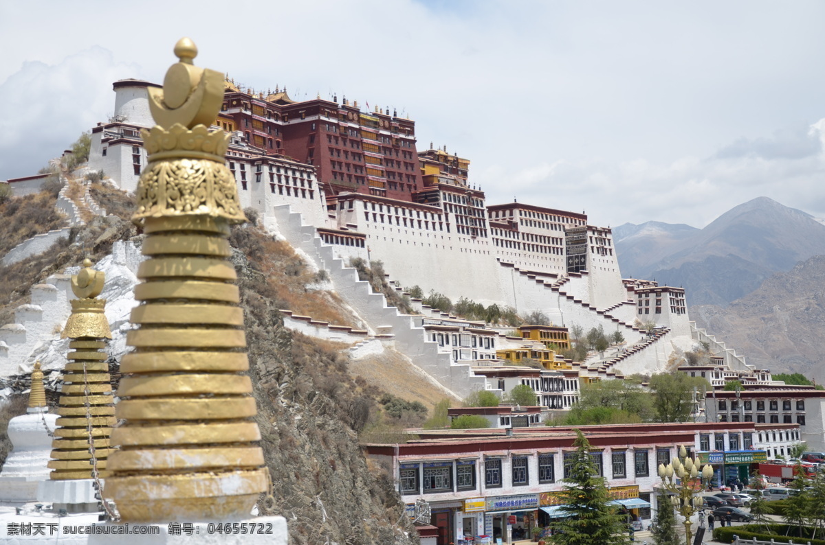 西藏 布达拉宫 白塔 观景台 旅游 旅游摄影 国内旅游