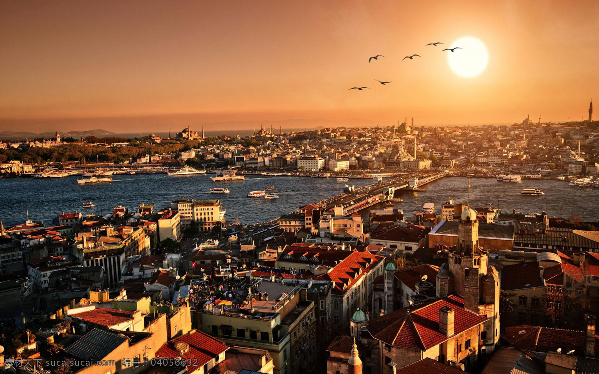 土耳其 伊斯坦布尔 日落 城区 黄昏 海岸 欧式 欧洲 名胜 古建筑 欧式建筑 建筑 古典风格 欧洲古建筑 建筑摄影 建筑园林