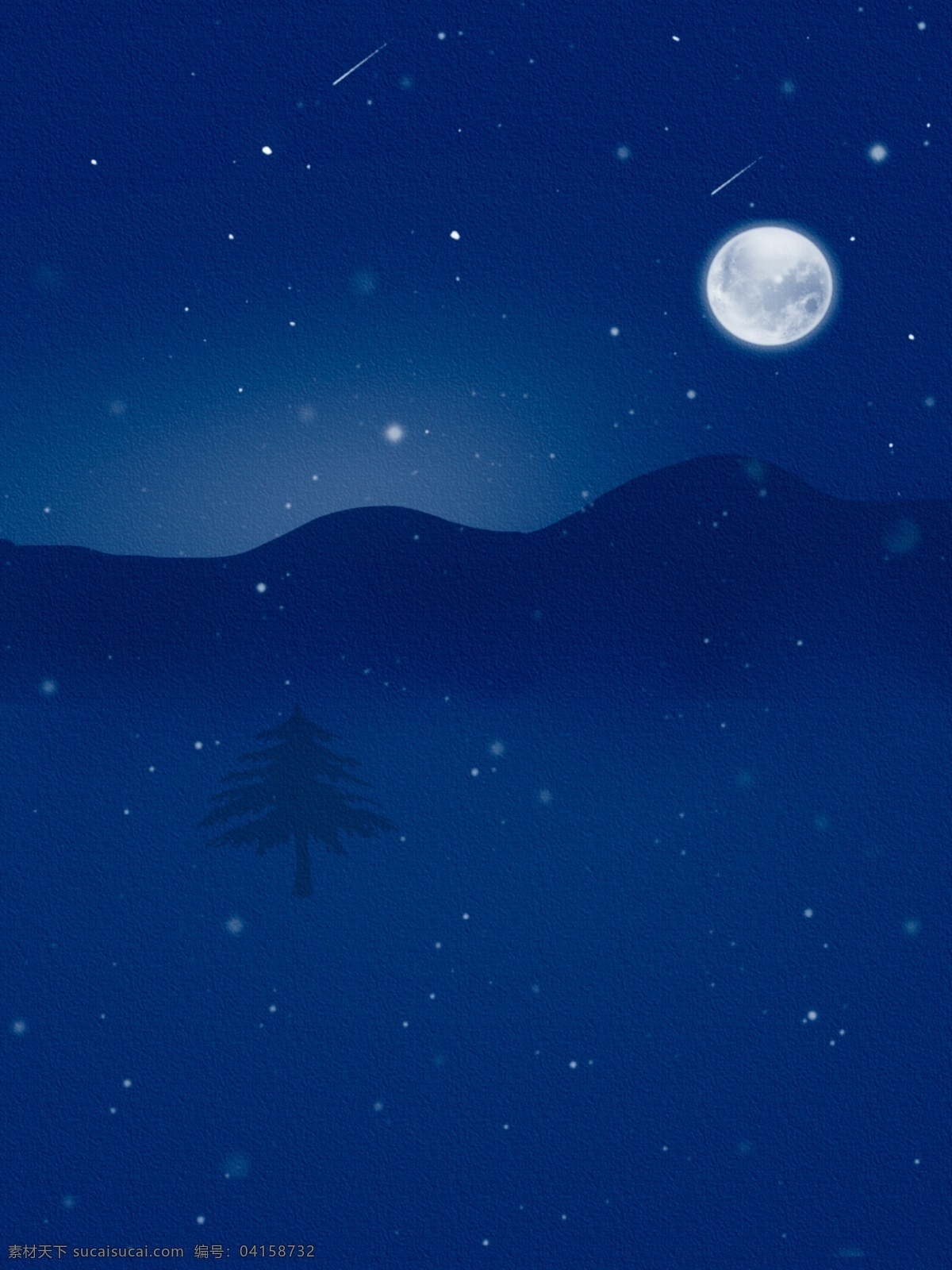 原创 深蓝色 夜空 雪景 背景 蓝色 风景 天空 星空 山 雪