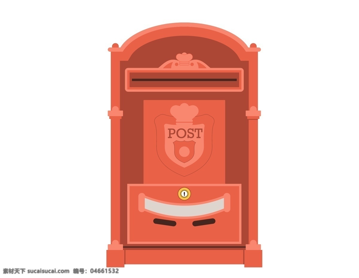 卡通 红色 邮箱 元素 简约 欧式 飘带 花纹 皇冠 手绘 红色邮箱 ai元素 矢量元素