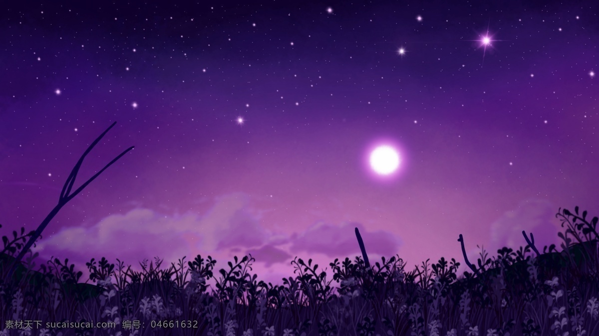 紫色星空背景 紫色星空 星空背景 月亮 星星 满天星 夜色 唯美星空 背景 夜景