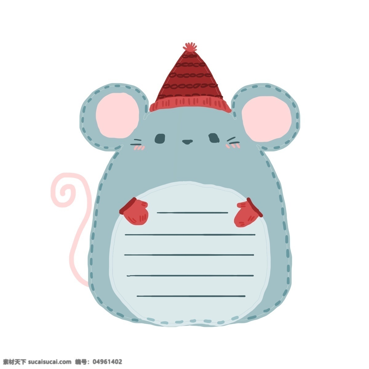 手绘 动物 老鼠 对话框 贴纸 装饰设计 元素 冬天