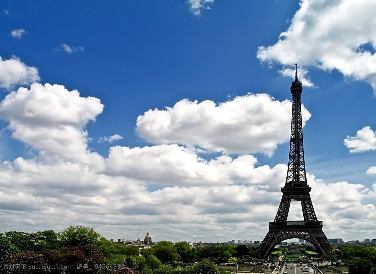 法国风光 法国旅游 巴黎铁塔 法国 埃菲尔铁塔 巴黎 建筑 古建筑 古老 城市 建筑物 道路 树木 蓝天 白云 天空 云朵 建筑景观 城市风光 自然景观