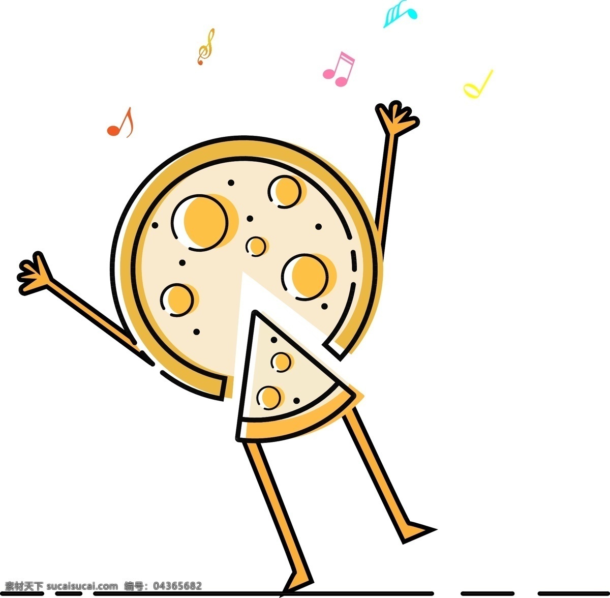 mbe 风格 跳舞 pizza 手绘 矢量 图标 mbe风格 卡通手绘 披萨