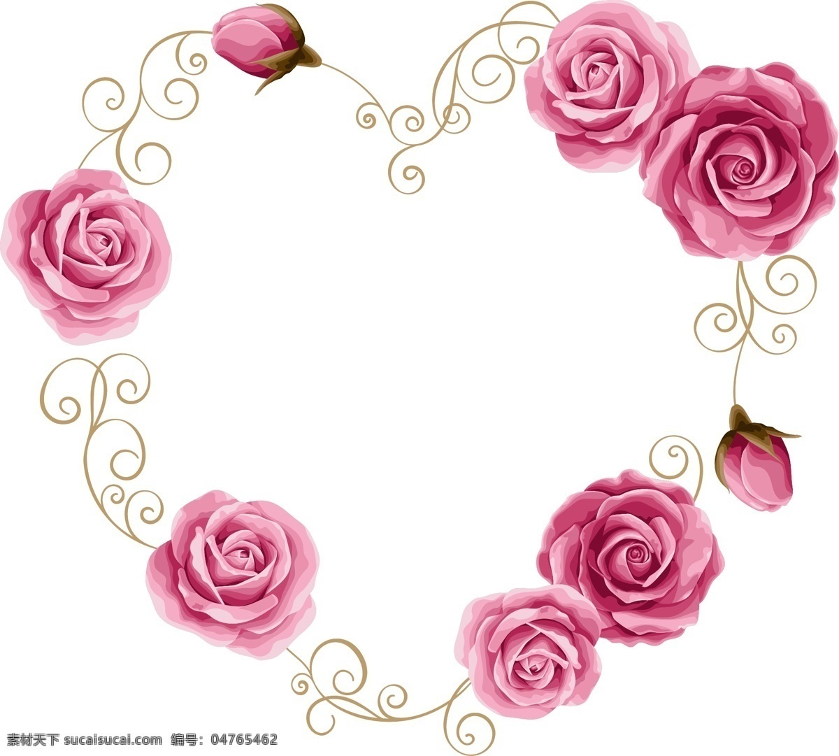 玫瑰心形元素 粉色 玫瑰 心形 花纹 爱情