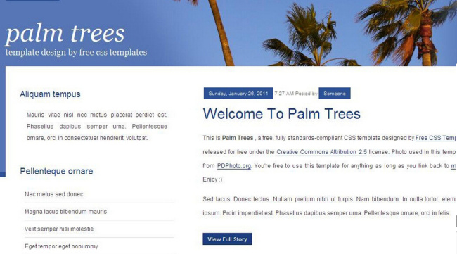 椰树 风格 blog 网页模板 网页素材 环境模板设计