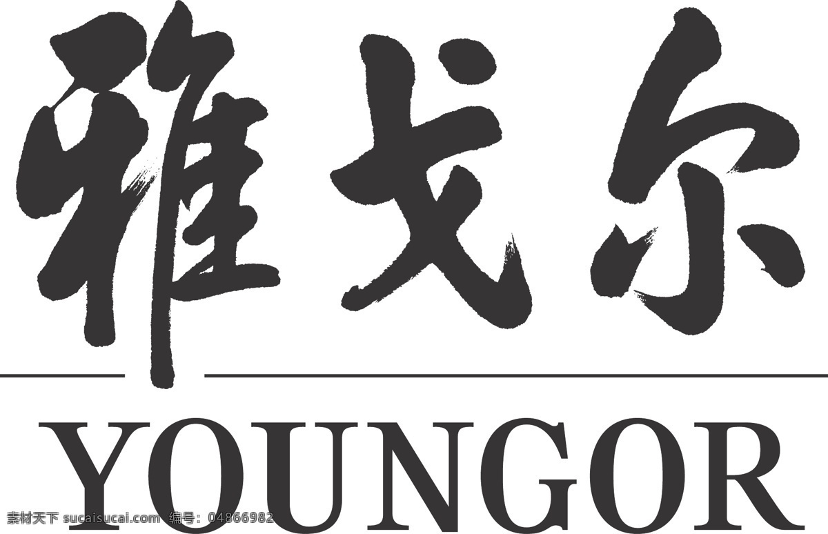 雅戈尔 logo 艺术字 youngor 白色