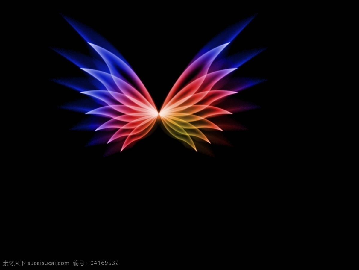 光影翅膀 光芒 翅膀 炫彩 翅膀素材 幻影 源文件 透明 动漫动画