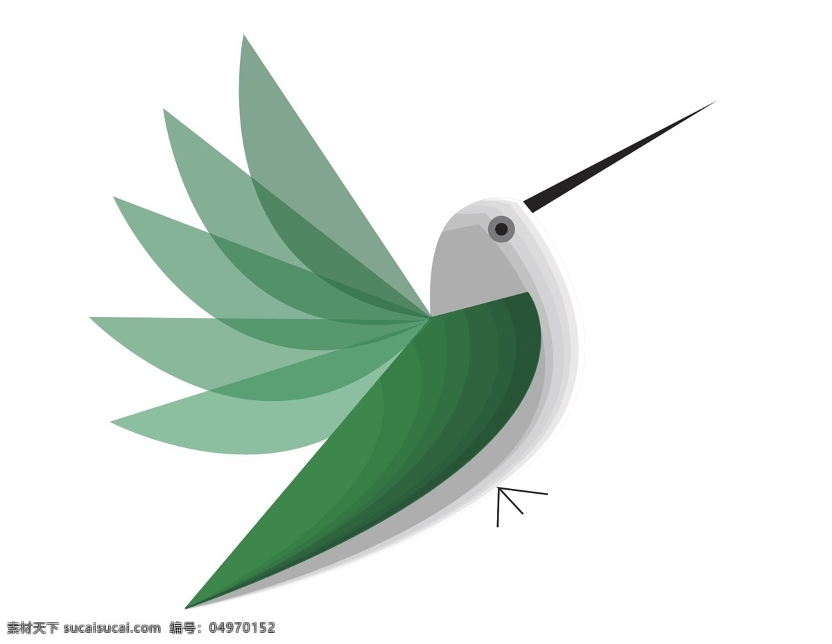 矢量 卡通 小鸟 元素 绿色 树叶 翅膀 ai元素 免扣元素