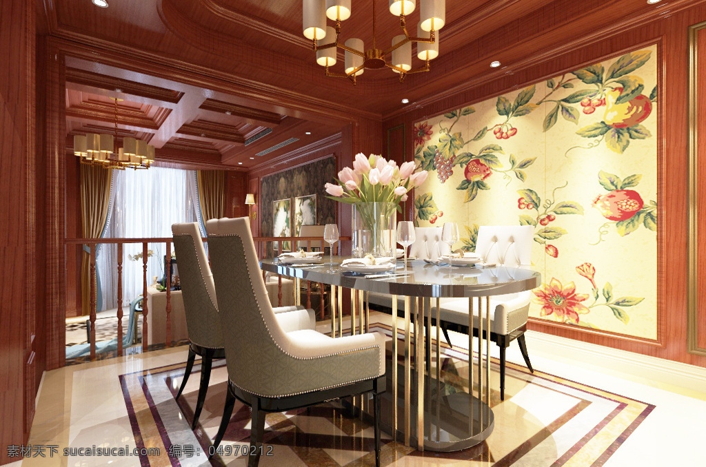 美式 餐厅 装饰装修 效果图 3d模型 室内装修 室内设计 美式风格 餐厅效果图