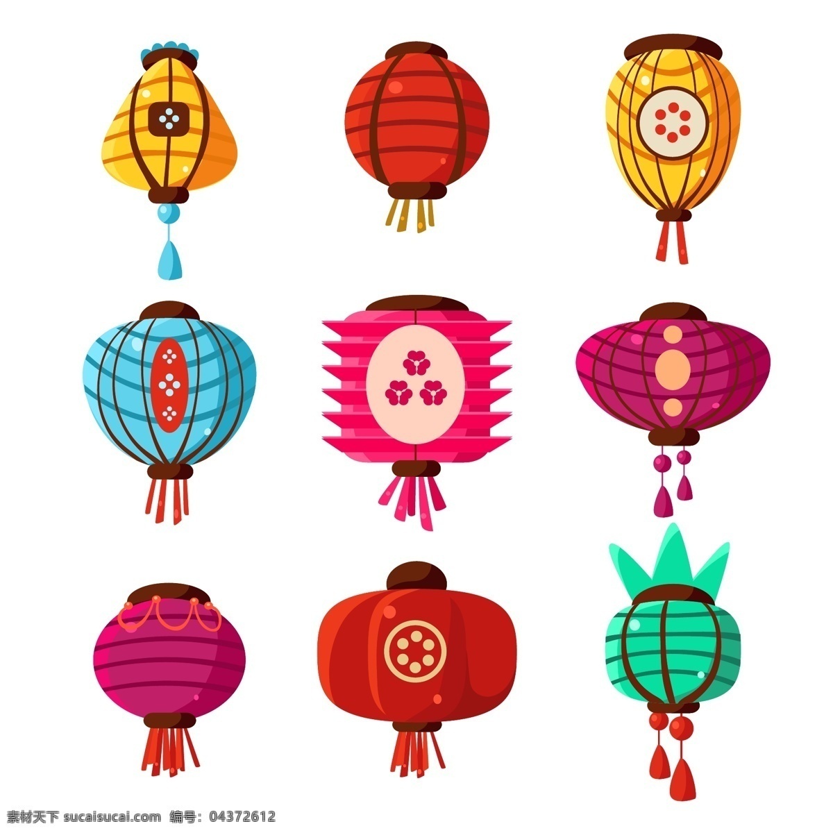 传统节日 灯笼 插画 传统 创意 节日 元素 彩色 艺术