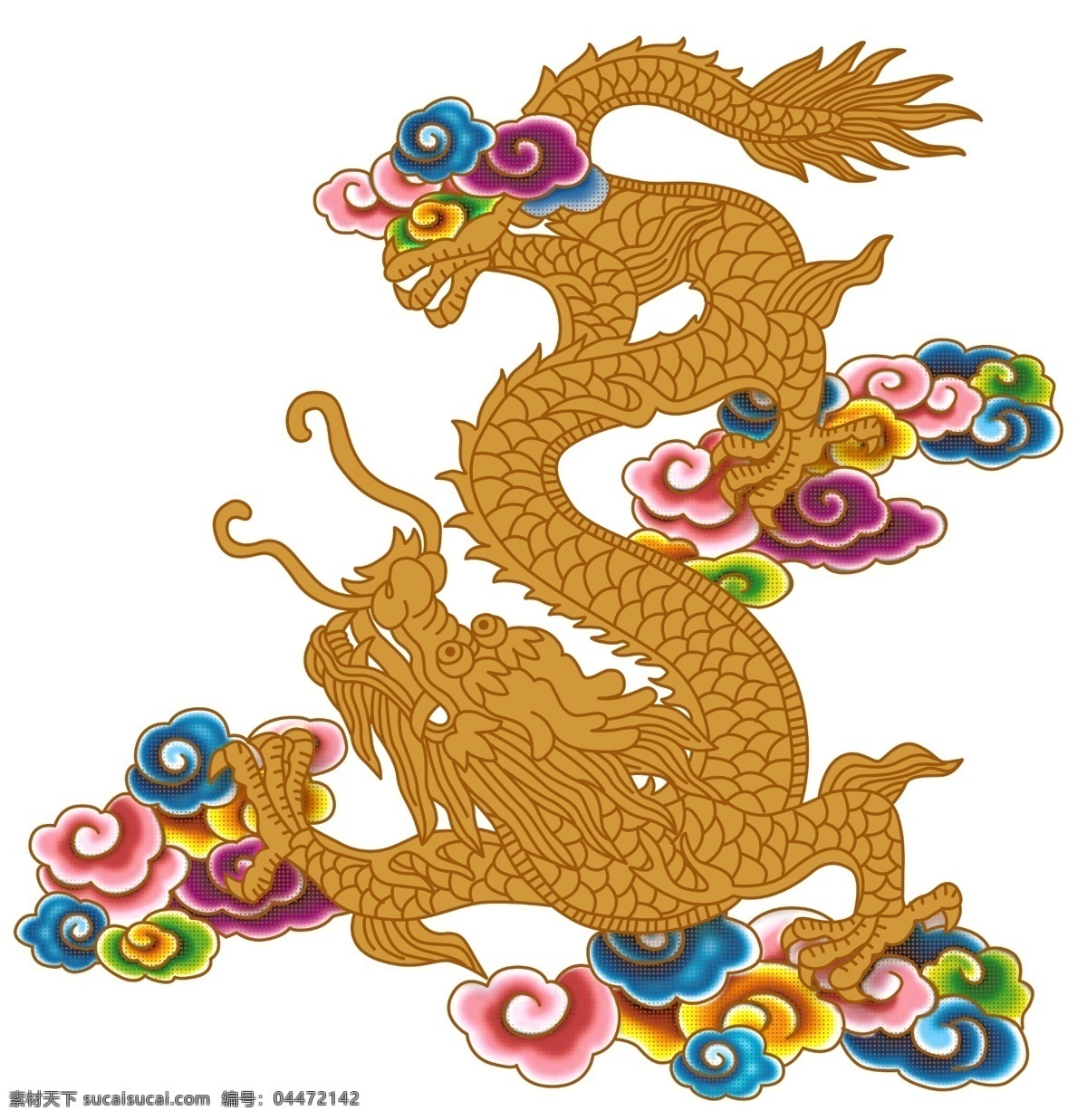 龙图 中国龙 彩色龙图 龙 传统图案 移门图案