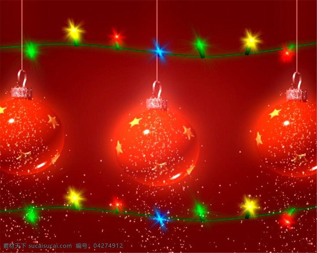 浪漫 红色 圣诞 彩球 装饰 节日 庆祝 动态