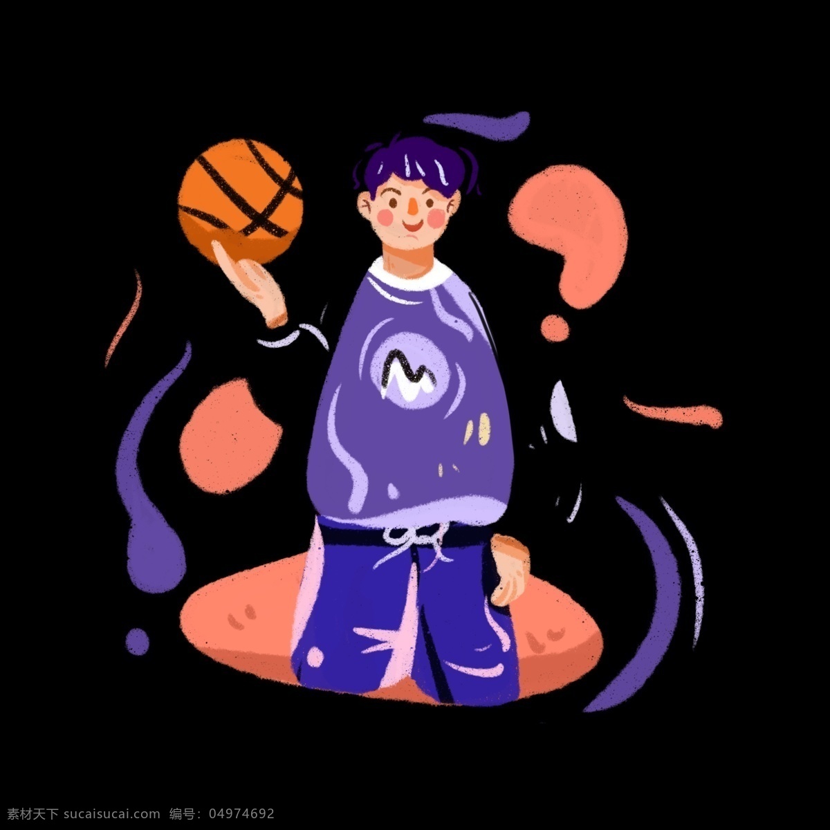 即将 上场 篮球 男孩 手绘 插画 免 抠 篮球比赛 打篮球的少年 运动风男孩 运动服 banner 手绘插画 彩色系插画