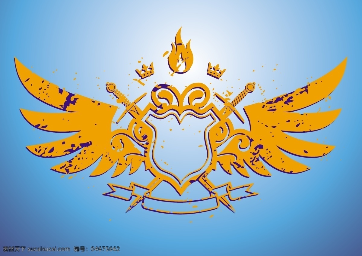 垃圾 盾牌 矢量 翅膀 幻想 皇家 徽章 经典的 历史 旗帜 纹章 羽毛 古代的 臂 勇气 优雅的 自由 时髦的 中世纪的 矢量图 其他矢量图