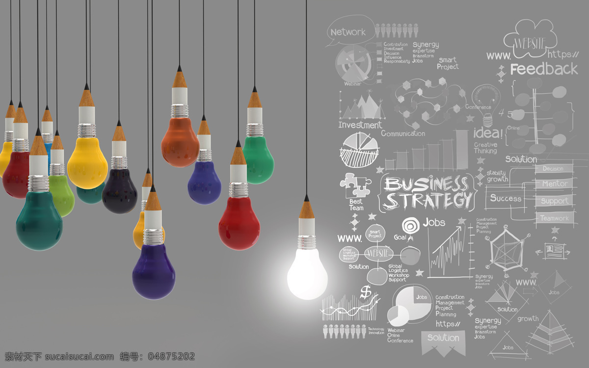好 点子 商业战略 创意 图表 灯泡 点亮 想法 商业创意 背景 办公学习 生活百科 灰色
