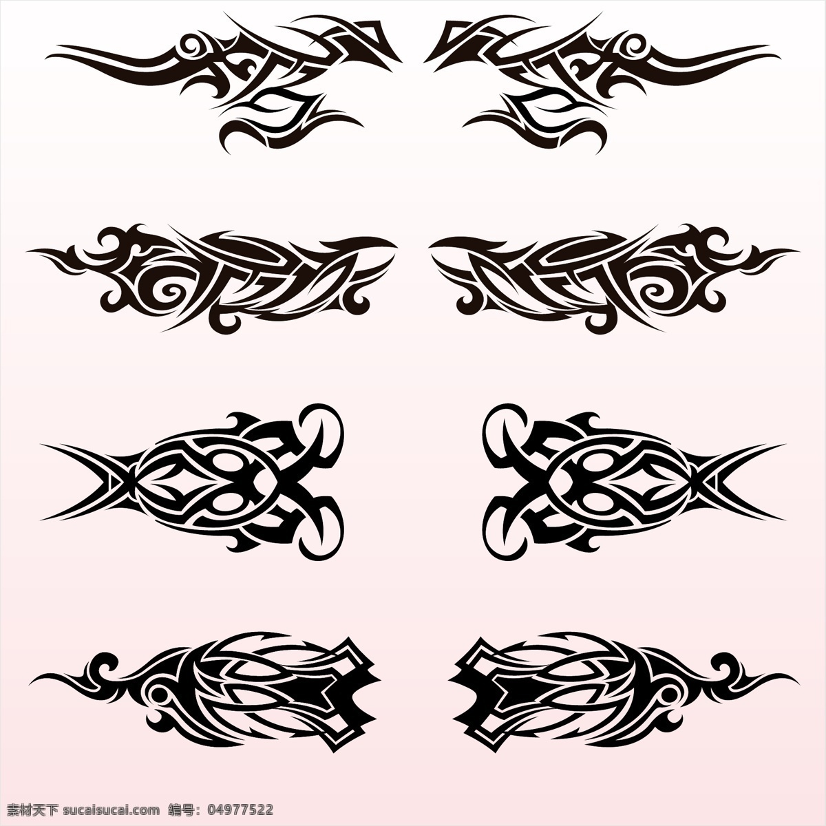 部落艺术纹身 抽象的 翅膀 向量 集合 抽象 边框 饰品 模板 艺术 纹身 黑色 最新矢量素材 白色