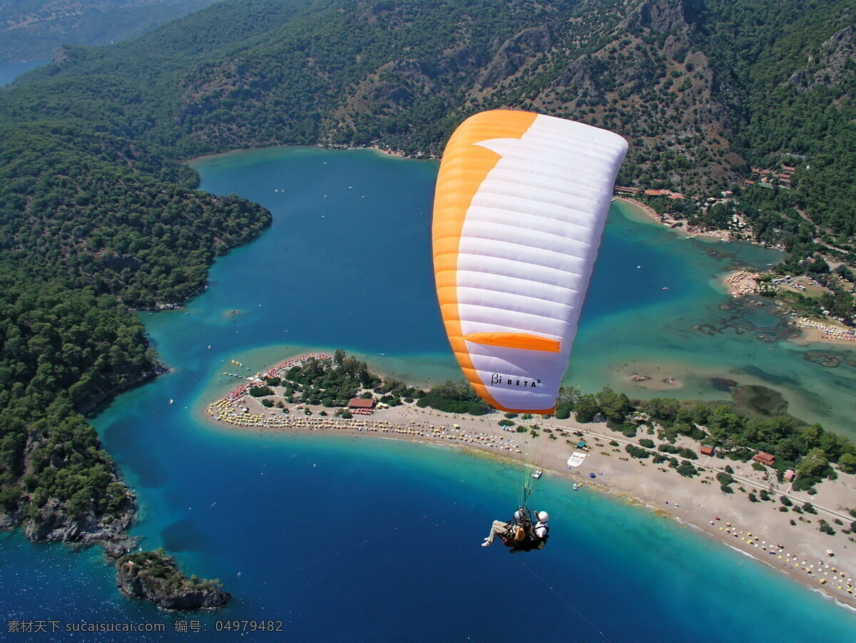 极限 高空 跳伞 高清 降落伞 山水 山脉 湖泊