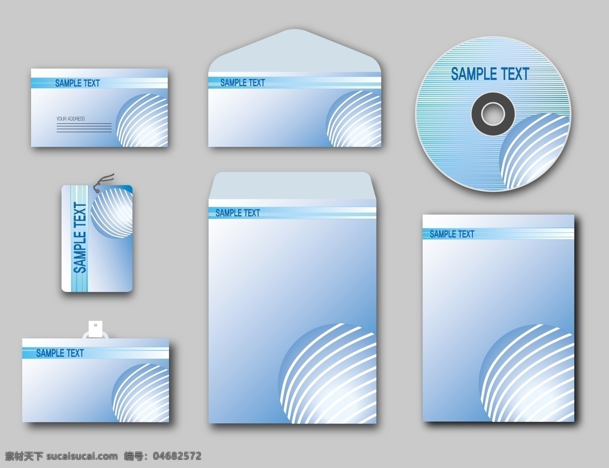 矢量图 企业 蓝色 vi 稿纸 光盘 名片 信封 信纸 胸卡 其他矢量图