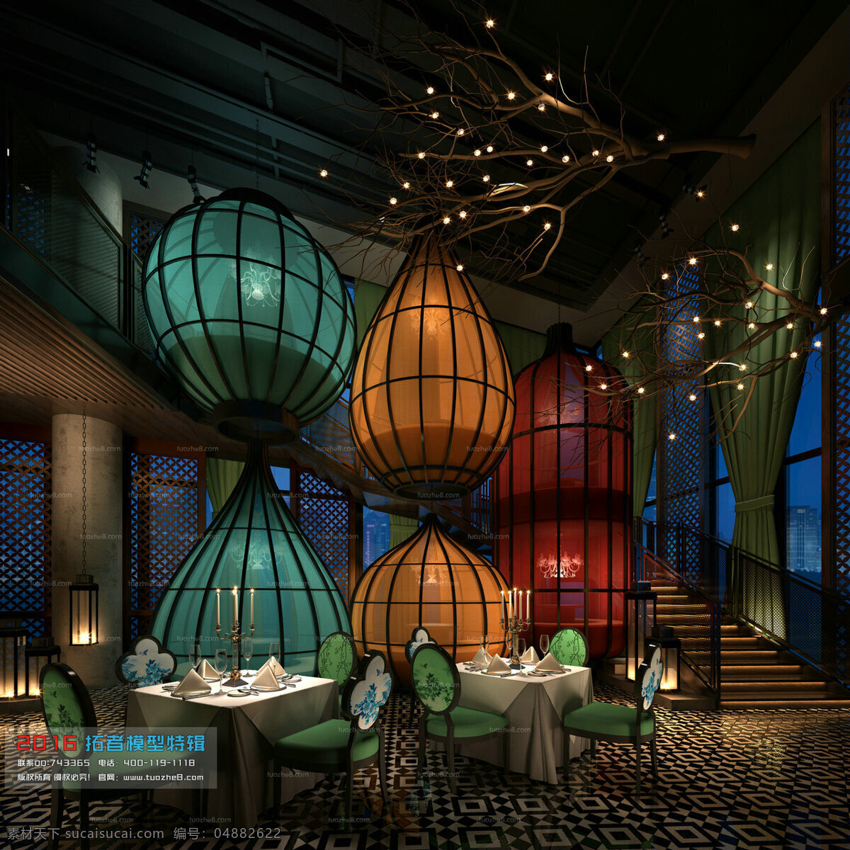 创意 餐厅 模型 模型素材 3d模型 3d渲染 效果图