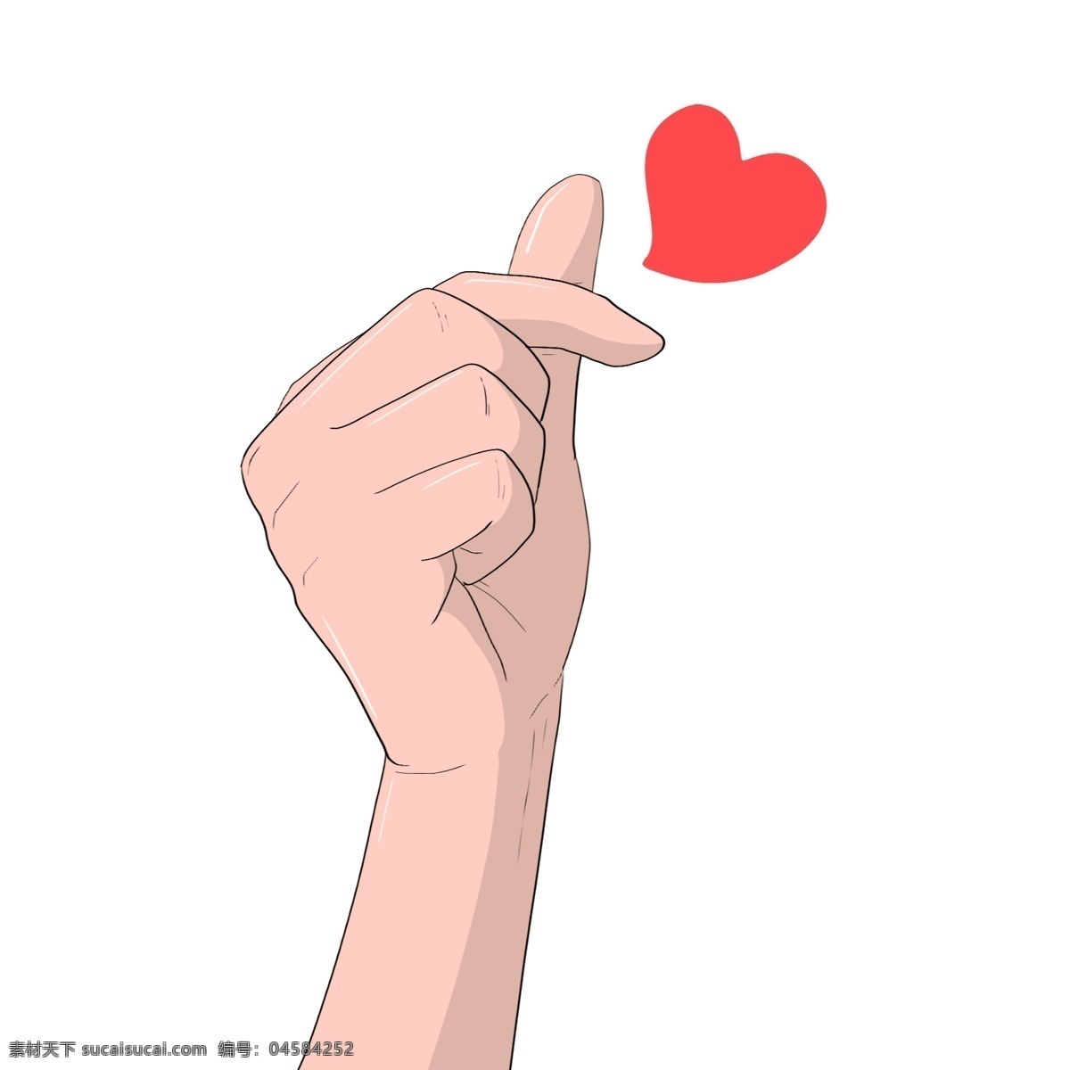 手绘 告白 心 手势 插画 红色的爱心 表白的手势 卡通插画 手绘手势插画 创意比心插画 告白的手势