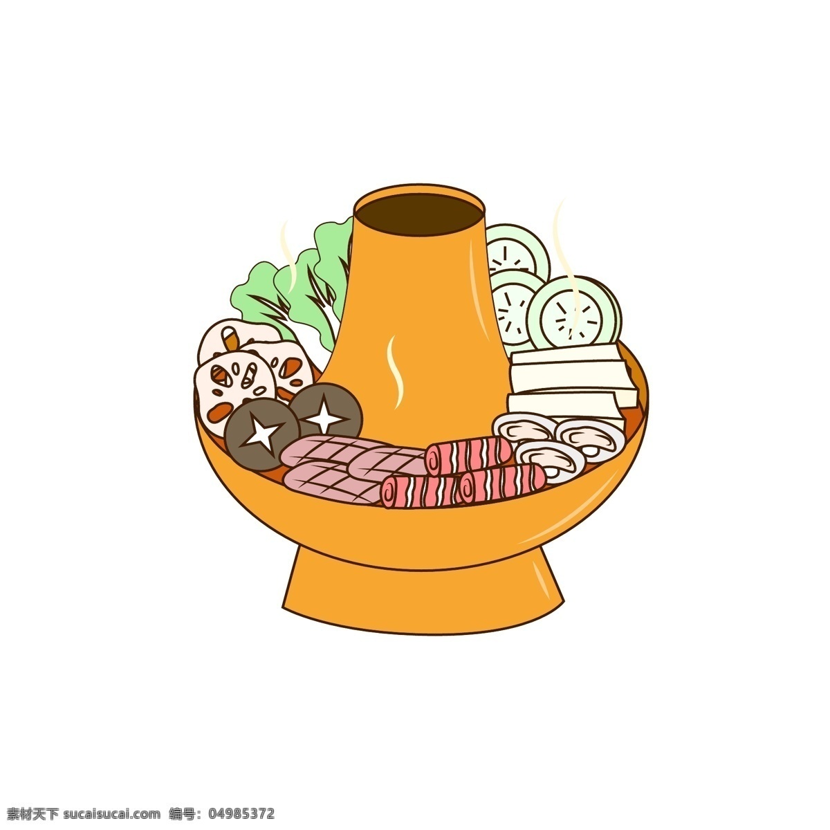 火锅 立冬 食物 元素 涮火锅 肥牛 蔬菜 肉 暖呼呼 装饰图案