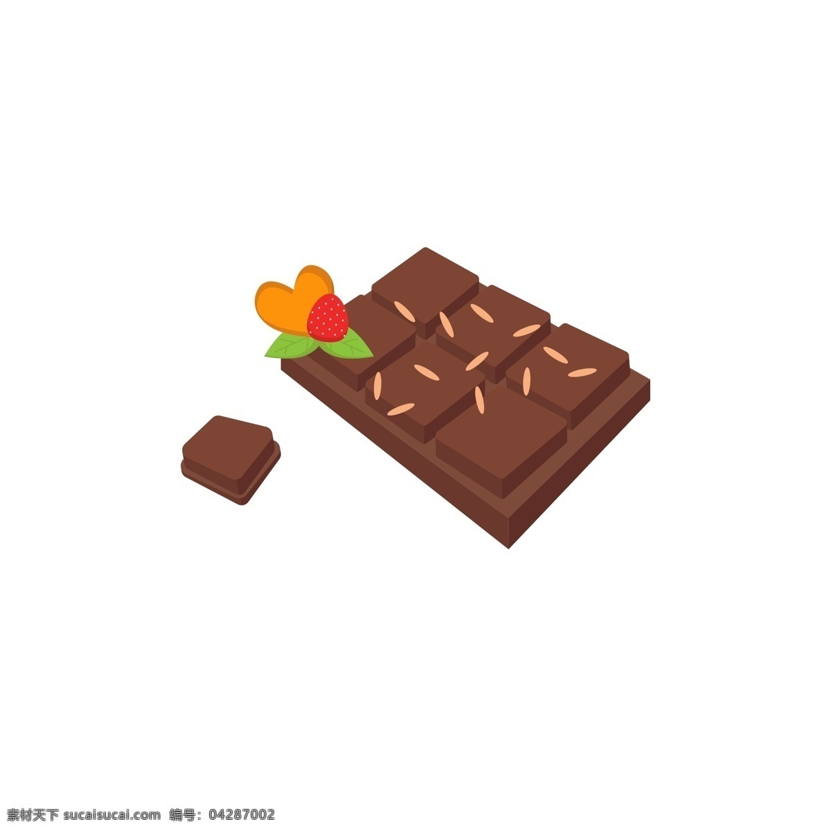 巧克力 情人节 块状 棕色 一排 散装 元素 简约