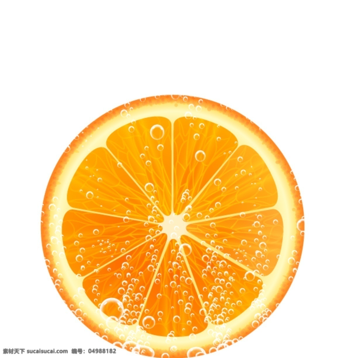 手绘 卡通 水果 装饰 气泡 时尚 橙色 橙子 夏天 精致