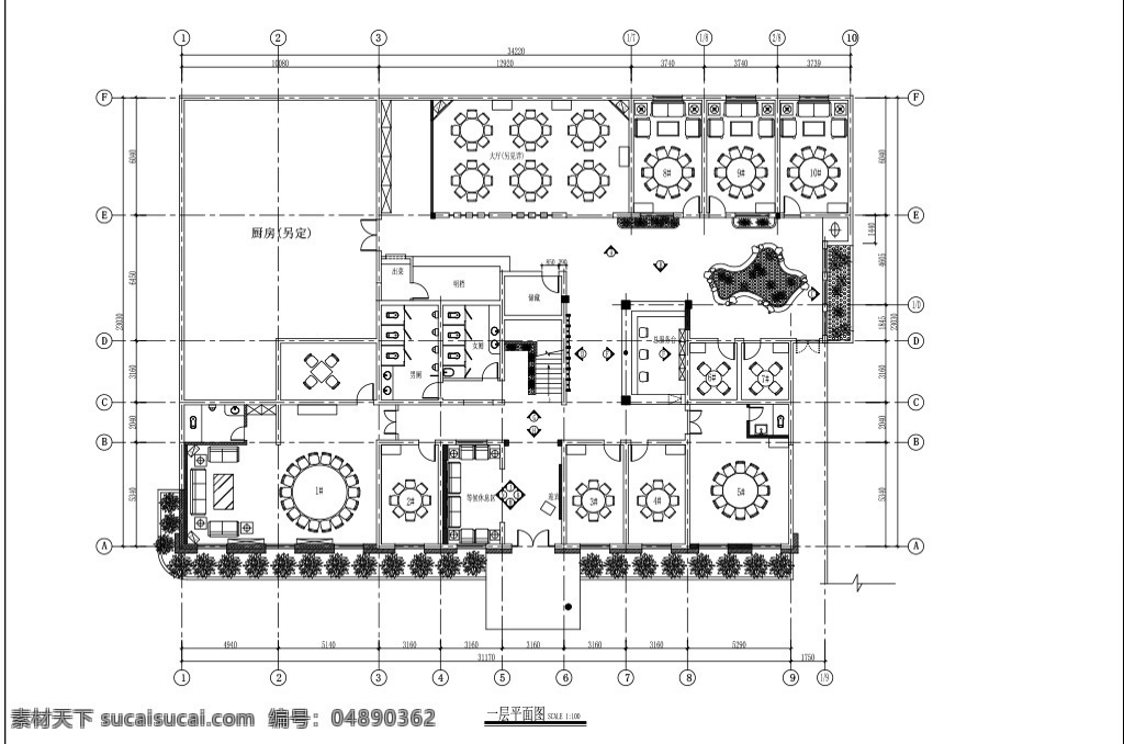 新 中式 餐饮 空间 平面图 室内设计 装修 餐厅 室内装饰 cad 工装