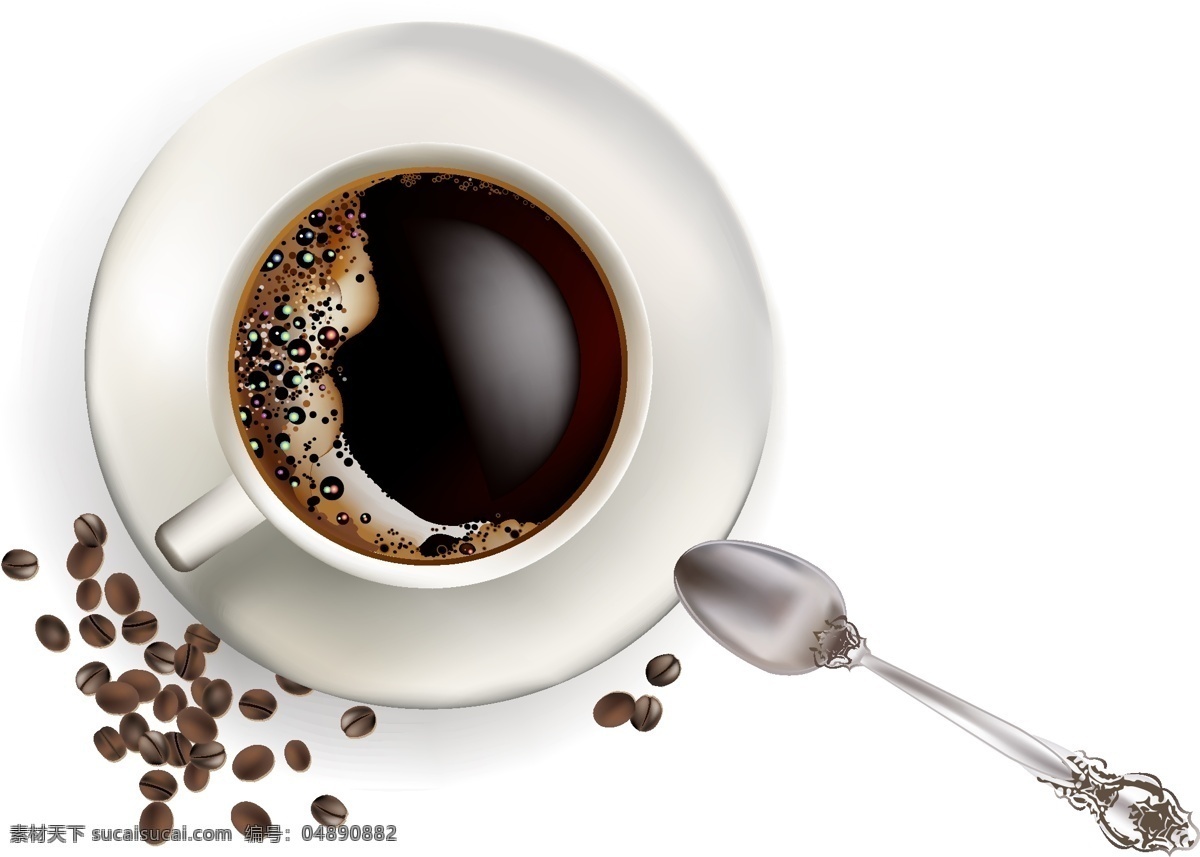 精美 杯中 原味 咖啡 矢量图 勺子 ai元素 透明元素 免抠元素