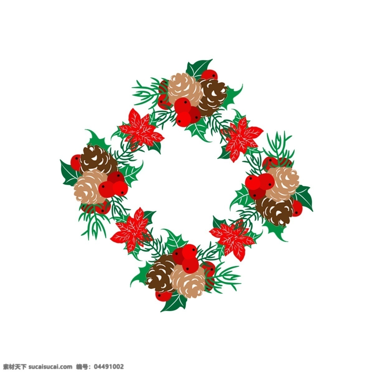 矢量 圣诞 元素 花环 圣诞元素 圣诞花环 装饰物 节日 圣诞花 元素花环