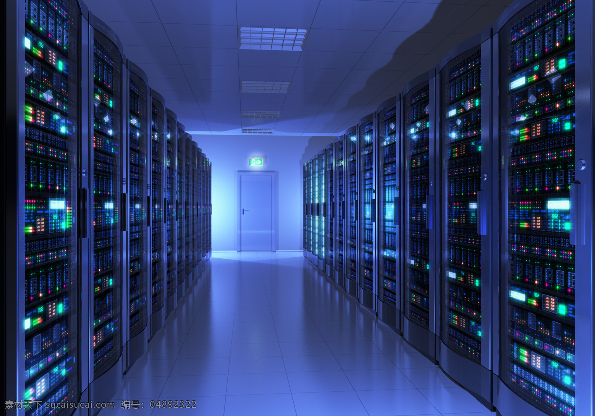 蓝色 灯光 下 设备 数据中心 电脑机房 网络科技 通讯科技 服务器 通讯网络 现代科技