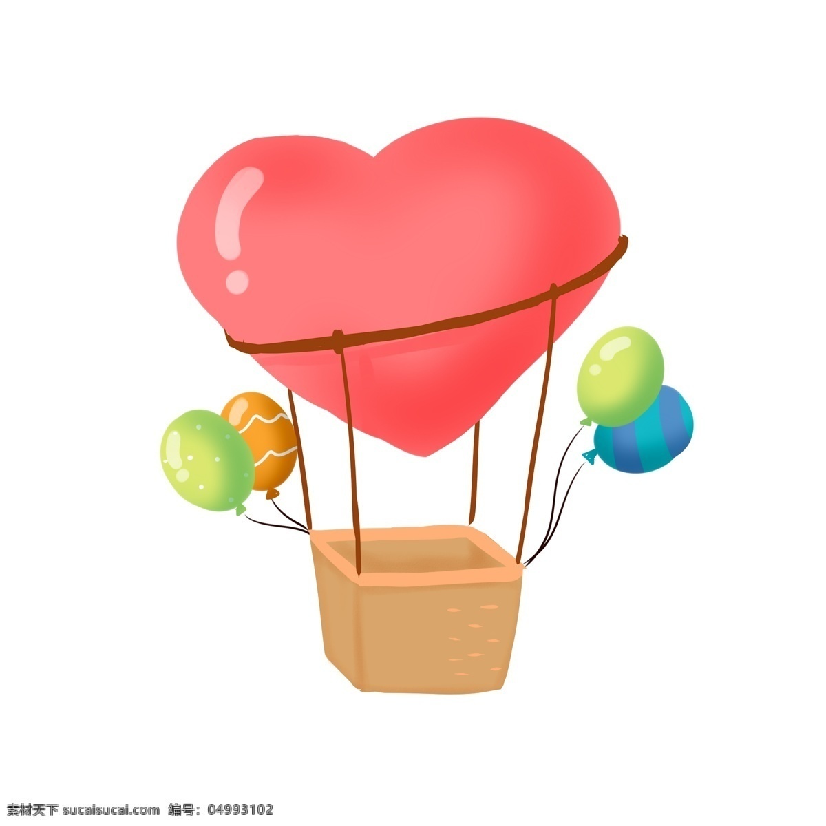 爱心 氢气球 手绘 插画 气球 心型 彩色 红色 气球蓝 卡通 可爱 清新 背景装饰