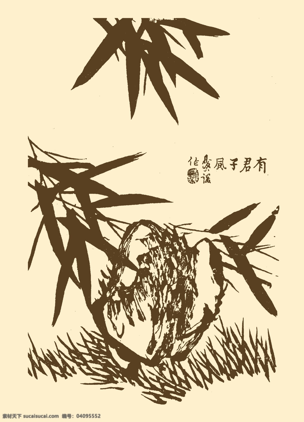 分层 白描 国画 绘画 美术 书画 源文件 中国画 芥子园画谱 竹素材下载 竹模板下载 竹 竹子 竹叶 矢量图 日常生活