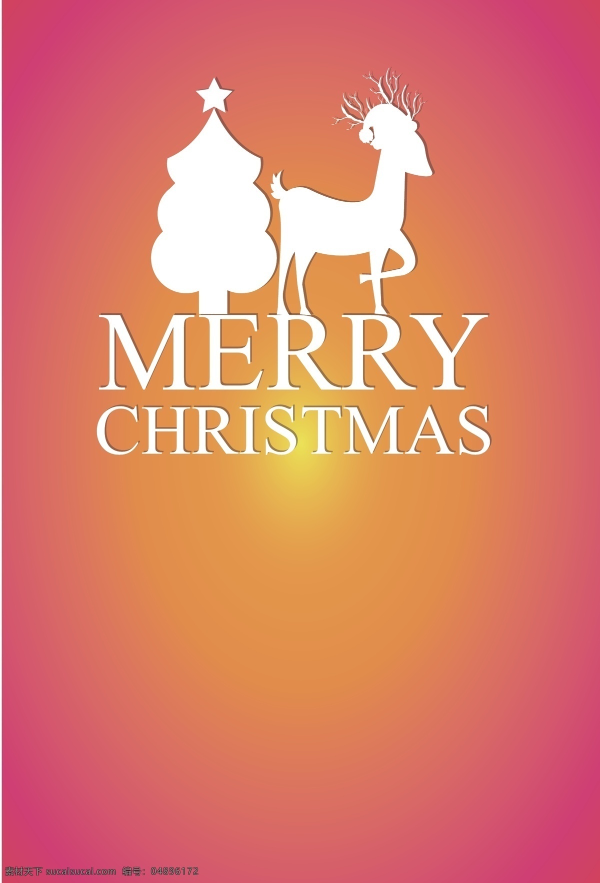 圣诞 驯鹿 剪影 艺术 字 海报 背景 艺术字 撞色 拼色 矢量 开心