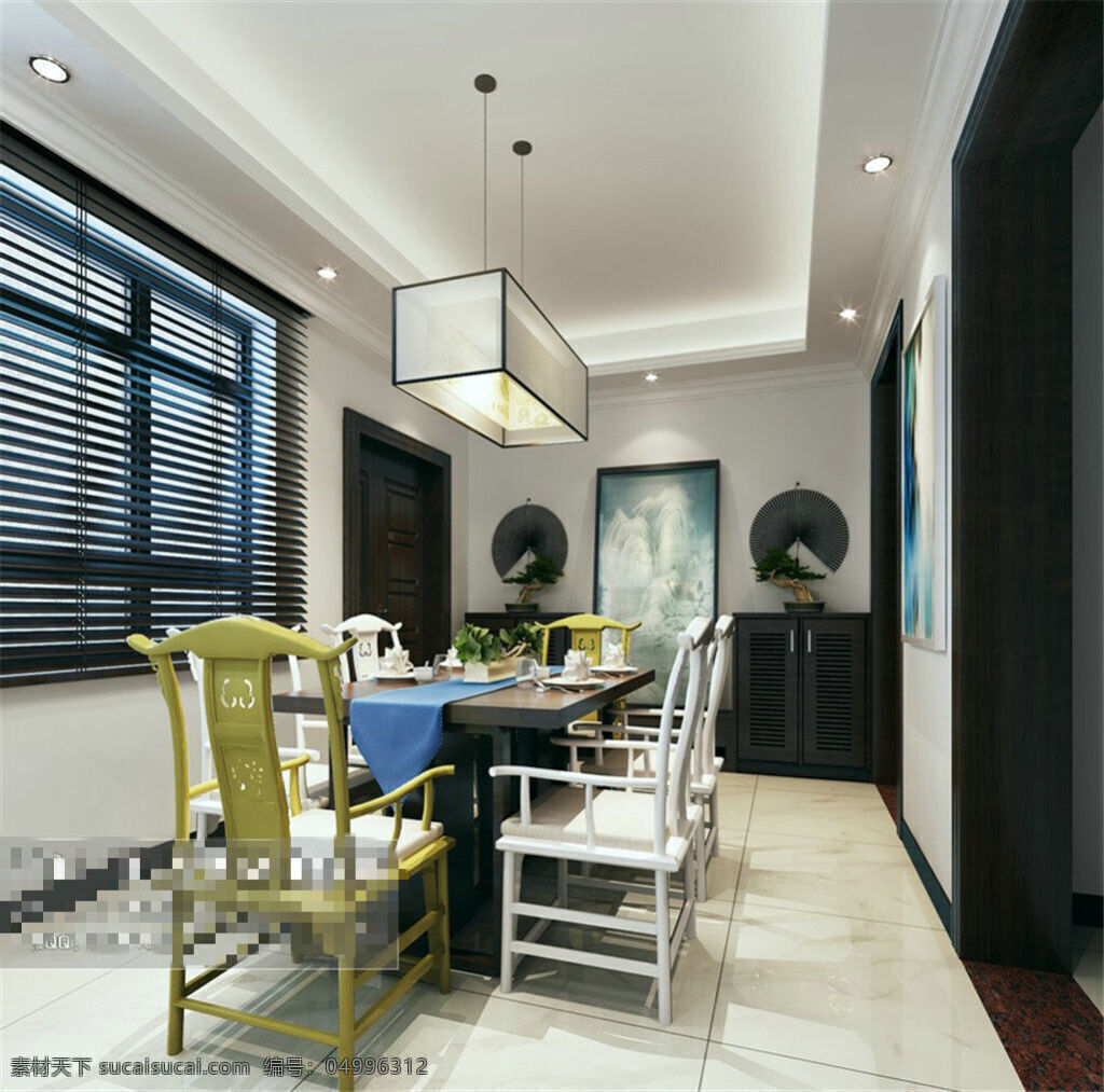 中式 餐厅 模型 室内模型 室内设计模型 装修模型 室内 场景 3d模型素材 室内装饰 3d室内模型 max 黑色