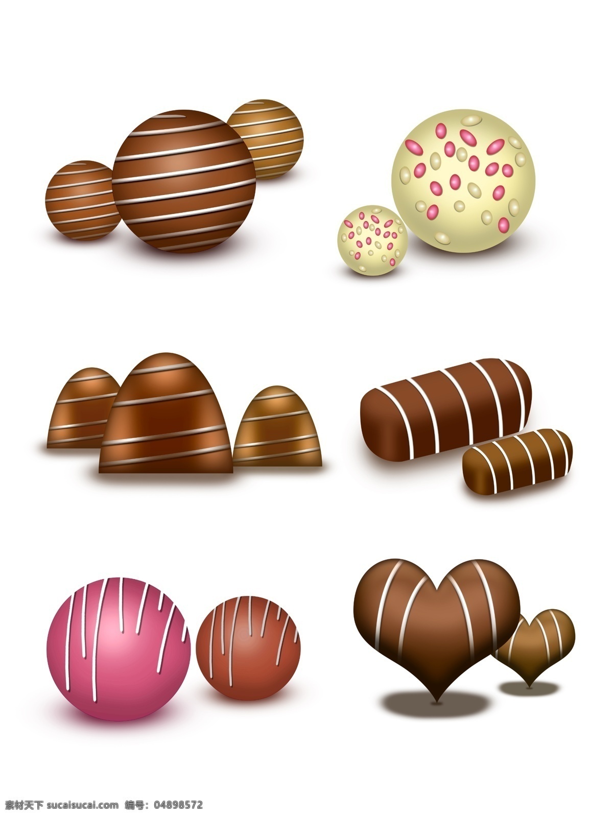 六 款 巧克力 效果 图案 情人节元素 食品 甜食 巧克力素材