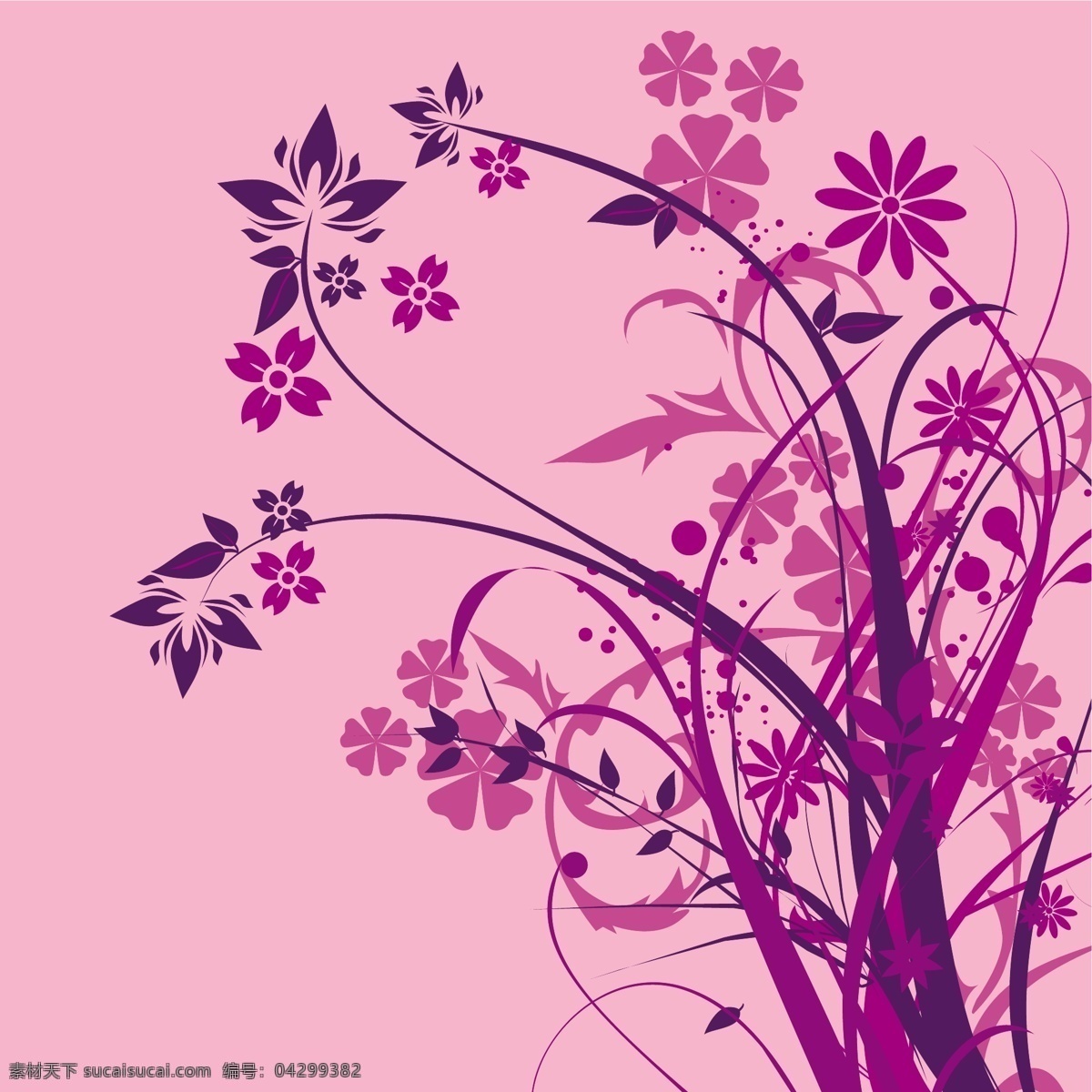 紫色 时尚 花卉 剪影 矢量 模式 鲜花 矢量图 现代科技