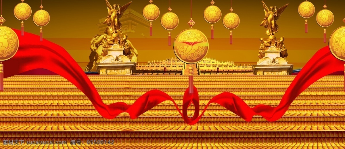 金色背景 黄色背景 红色 金色 金色房产 招商 分层