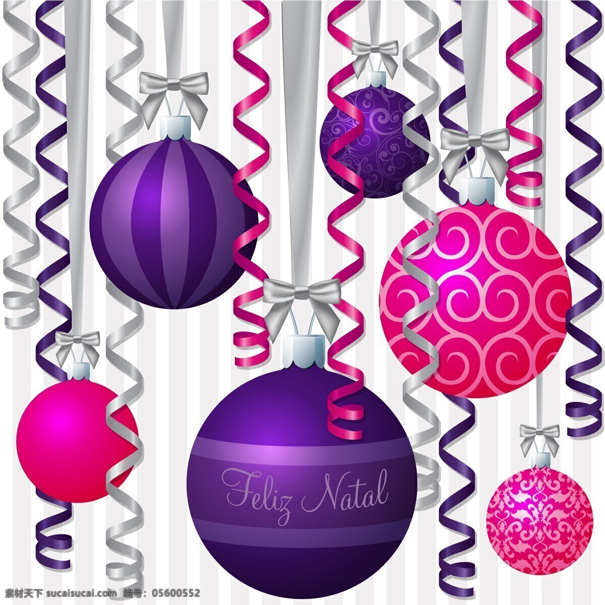葡萄牙 粉红色 紫色 丝带 双重 激励 矢量 格式 圣诞卡 矢量图 日常生活